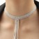 Set 2 objects: earrings, necklace "ice" path, white color in silver, 30 cm