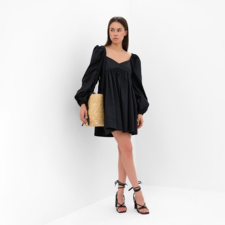 Women's dress MIST with voluminous sleeves, black, p.44-46