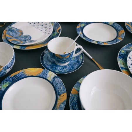 Service Porcelain Tea Dolyana "Star Night", 12 objects: 6 cups 250 ml, 6 saucer d = 15 cm-8