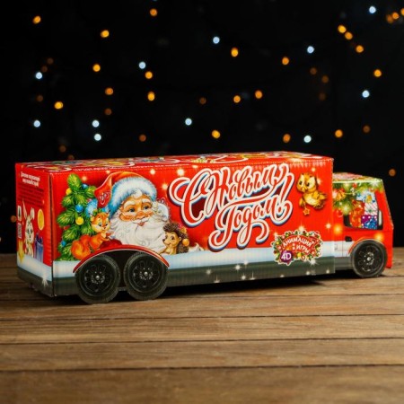 Gift box "Red" truck with animation and game, 34.5 x 11 x 11 cm-1