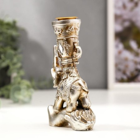 Souvenir Polystone SPRISE STRECTION OF STRECTIONS "Indian elephant on a log" 12.5x7.5x3.2 cm-3