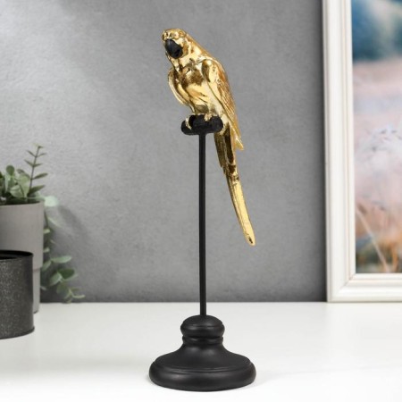 Souvenir Polystone "Golden Parrot Ara on a Zhurdochka" 27.5x8.5x9 cm-1