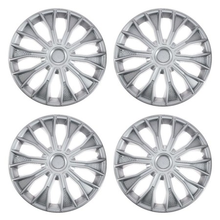 Wheel caps R15 "Voltok", silver, carbon, set 4 pcs