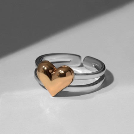 Ring "Heart" Duo threads, golden color in silver, dimensionless-3