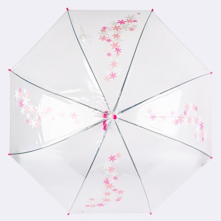 Umbrella - a semiautomatic “flowers” ​​cane, 8 spokes, r = 45 cm, the color is transparent/pink-4