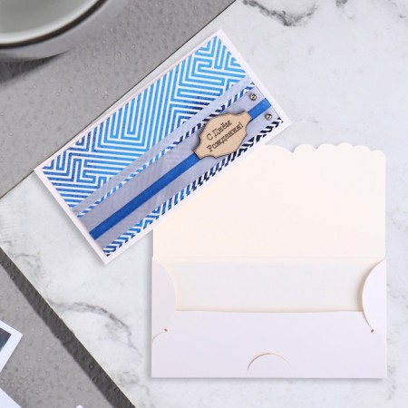 Money envelope "Happy Birthday!" Blue pattern, 19x9 cm-1
