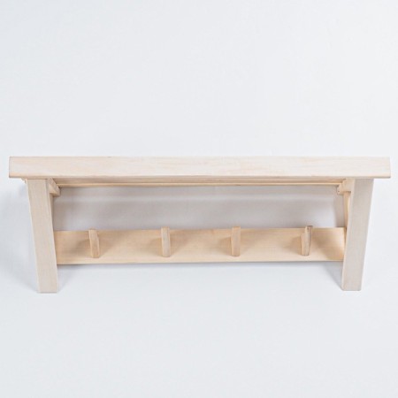 Wooden hanger with shelf, 4 hooks, 67x24x24 cm-1