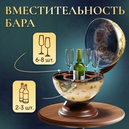 Globe bar decorative "Captain Map" 38x33x48 cm-3
