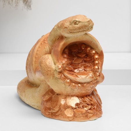 Piggy bank "Snake with a jug" ocher, 20x35x15cm-1