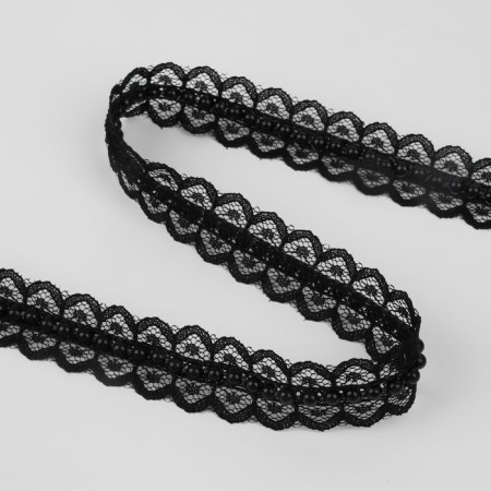 Ryush lace, with beads, 17 mm, 4.5 ± 0.5 m, black color-1