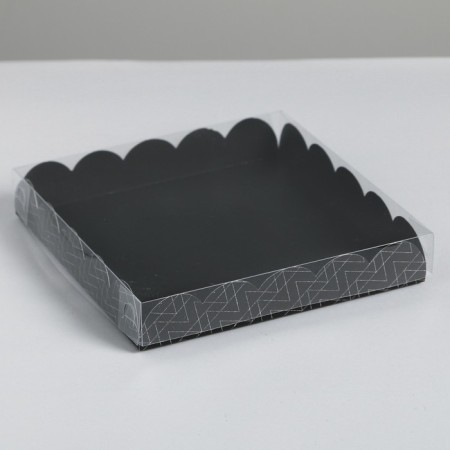 Cookie box, confectionery packaging with PVC lid, Present, 18 x 18 x 3 cm-1