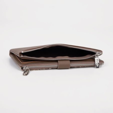 Women's wallet on the button, brown color-3