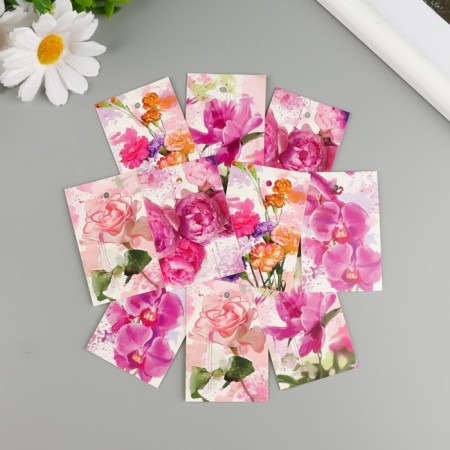Cardboard "watercolor flowers" set 10 pcs (5 types) 4x6 cm-1