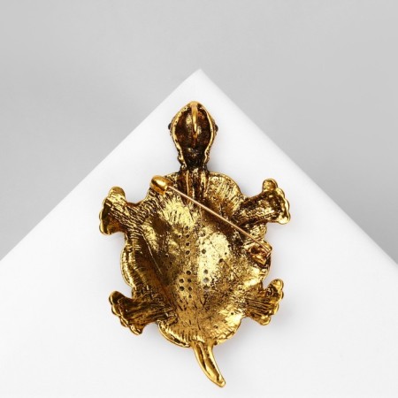 Brooch "Turtle" sea, emerald color in black gold-1