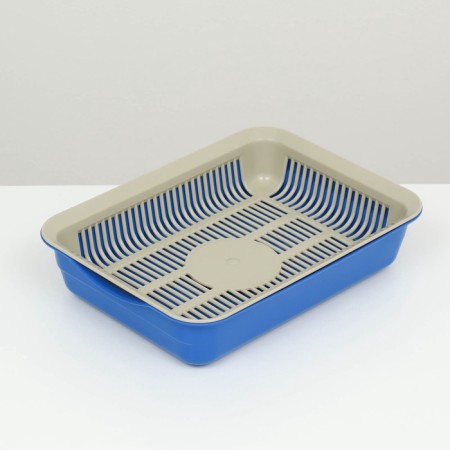 A tray with a grid No. 3, 34 x 25.5 x 7 cm, beige/blue-3