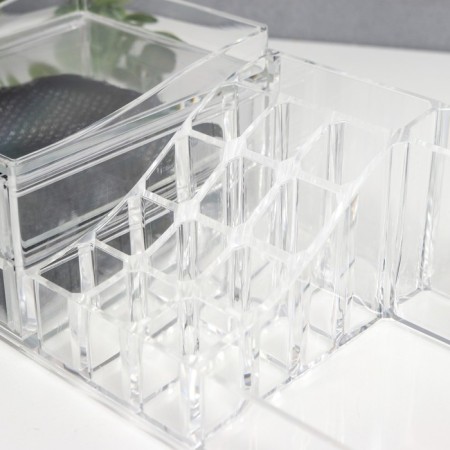 Organizer Casket Plastic 2 Boxes Transparent 9x15x30.5 cm-3