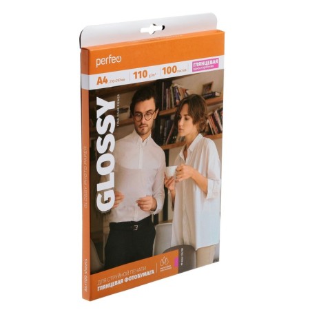 Photo paper for jet print A4, 100 sheets Perfeo, 110 g/m2, one -sided, glossy-1