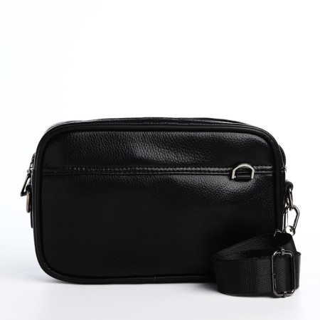 Male bag over the shoulder, artificial leather, black color-1
