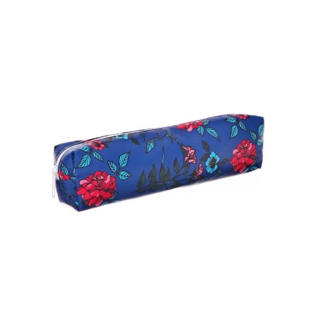 School Penal on a zipper blue flowers