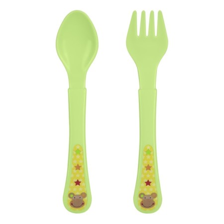 A set of cutlery for feeding "Safari", 2 items: spoon, fork, from 4 months., Mix colors-2