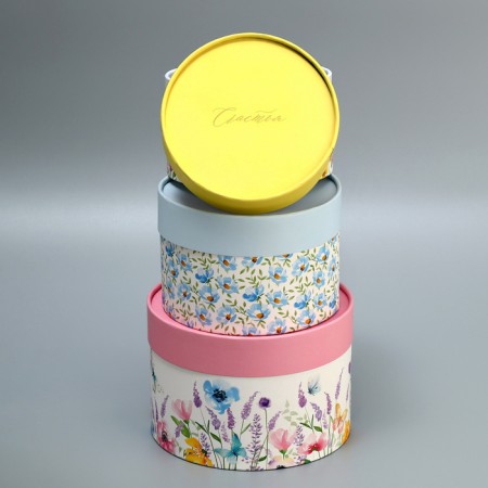 Set of hats 3 in 1, gift packaging, “watercolor”, 16 x 10, 14 x 9, 13 x 8.5 cm-4