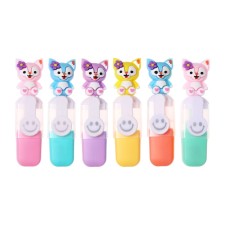A set of markers of textbooks 6 pieces of 6 colors, in the pencil case on a kittens
