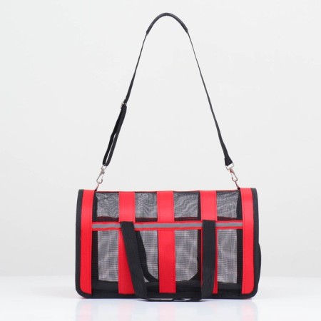 Steel-striped bag of 46*27*27 cm, red-1
