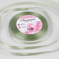 Satin tape, 6 mm × 23 ± 1 m, pistachio color No. 65