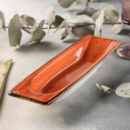 Ceramic serving dish "sapphire", 26 × 7.5 × 3.5 cm, orange color