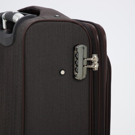 Small suitcase 20 ”, lightning department, code lock, 4 wheels, outer pocket, brown color-4