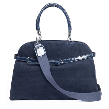 Bag Female natural suede, blue 35x13x25 cm