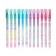 Gel pen with erased ink, blue rod, unicorn building, mix
