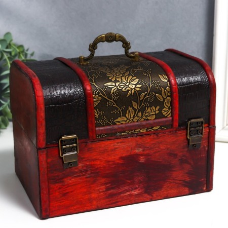 Casket chest wood set 3 pcs pattern "Flowers" mix 22x15x15 cm-3