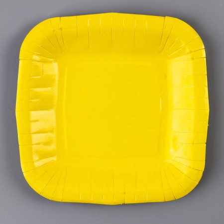 A plate disposable paper square "yellow", square, 16.5x16.5 cm-1