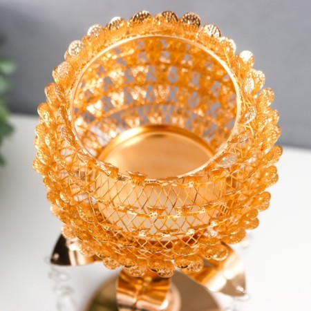Summary Metal for 1 candle "Scales flower" gold 32x11x11 cm-3