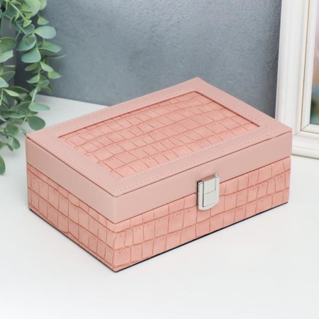 Casket leatherette for jewelry "Pink python" Combined 7.5x14x20 cm