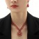 Set 2 objects: earrings, necklace "Phoenix" drop in rhinestones, red color in silver, 35 cm