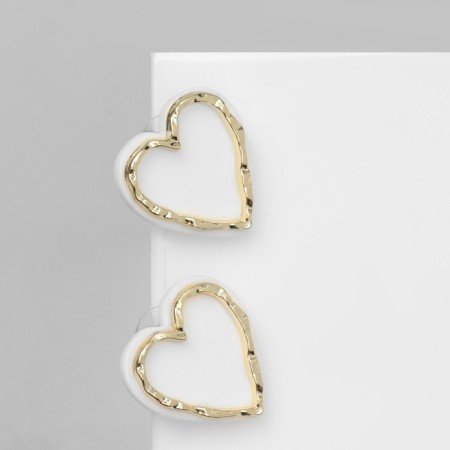 Acryl Earrings "Heart" love, color white-gold-1