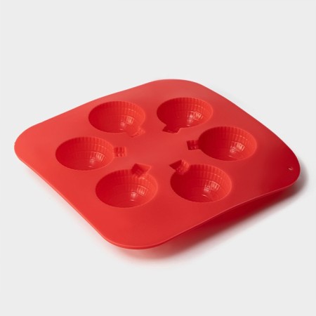 Form for chocolate of the share "Shar", silicone, 15 × 15 × 2 cm, 6 cells, red color-3
