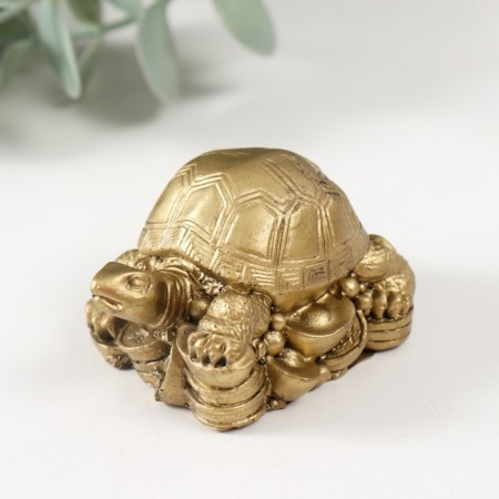 NECKE bronze "Turtle on coins" T-215 5.5 x 3.5 x 3 cm