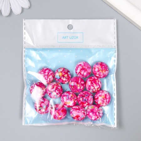 Beads for creativity plastic "Marble. Fuchsia" set of 15 pcs 1.7x1.7x1 cm-2
