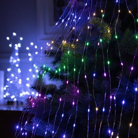 Girlynda "Horse tail" 20 threads of 2 m, IP20, silver thread, 400 LED, glow of multi, 12 V