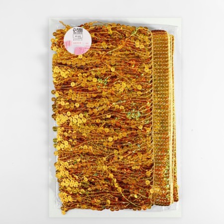Braid with sequins "fringe", with holography, d = 6 mm, 17 ± 1 cm, 4.5 ± 0.5 m, golden color-2