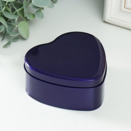 Casket Metal for a candle "Heart. Metallic" Violet 9.5x9x4.5 cm
