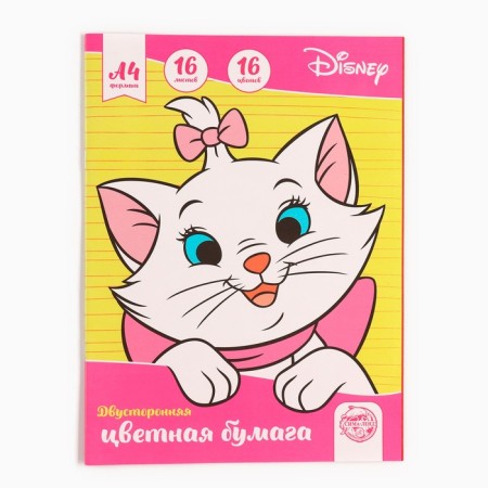 Color paper, A4, 16 sheets, 16 colors, non -stated, bilateral, on paper, 48 g/m², cats aristocrats-1