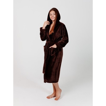 Women's robe with a hood, size 50, color chocolate
