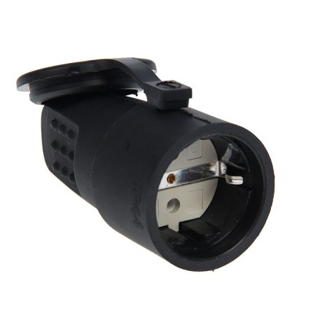 Shtepselnaya soda universal, 16 a, s/k, IP 44, with a plug, rubber, black