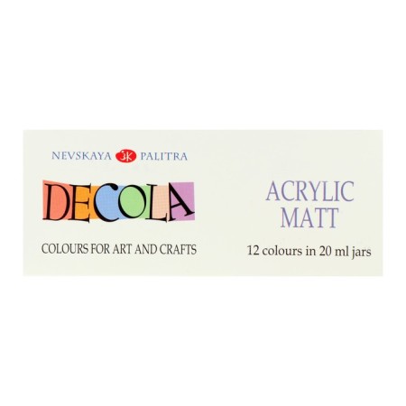 Acrylic paint, set of 12 colors x 20 ml, MATT, ZHK Decola, matte, 143411021-3