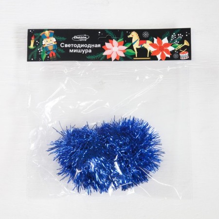 Girland "Mishura" 1 m Rosa, IP20, blue thread, 22 LED, 6 layers, d = 7 cm, white glow, CR2032X2-3