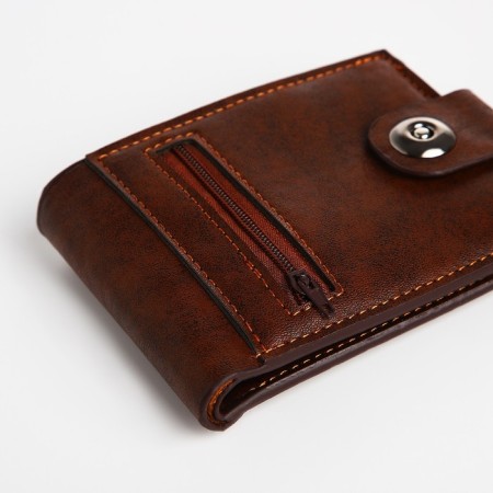 Male purse on a magnet, department for bills, for maps, for coins, brown color-2